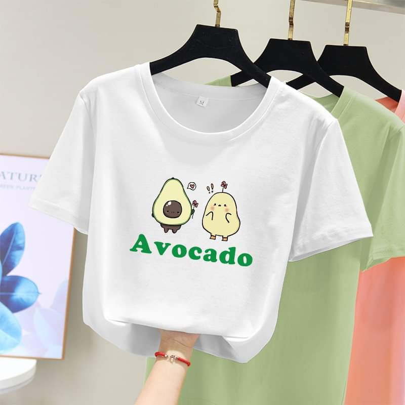 [HCM]Áo thun nữ form rộng Hàn Quốc in hình Avocado TRái Bơ dễ thương vải dày mịn mát