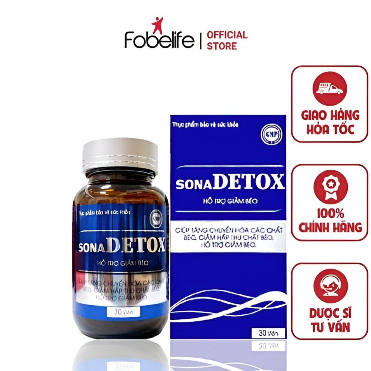 Viên uống giảm cân sonadetox hỗ trợ giảm hấp thu chất béo sonapharm hộp 30 viên