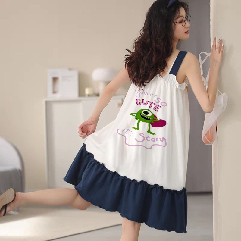 Váy ngủ mặc nhà 2 dây cotton cao cấp đẹp siêu cute dễ thương – V1 - Đầm ngủ  | ThờiTrangNữ.vn