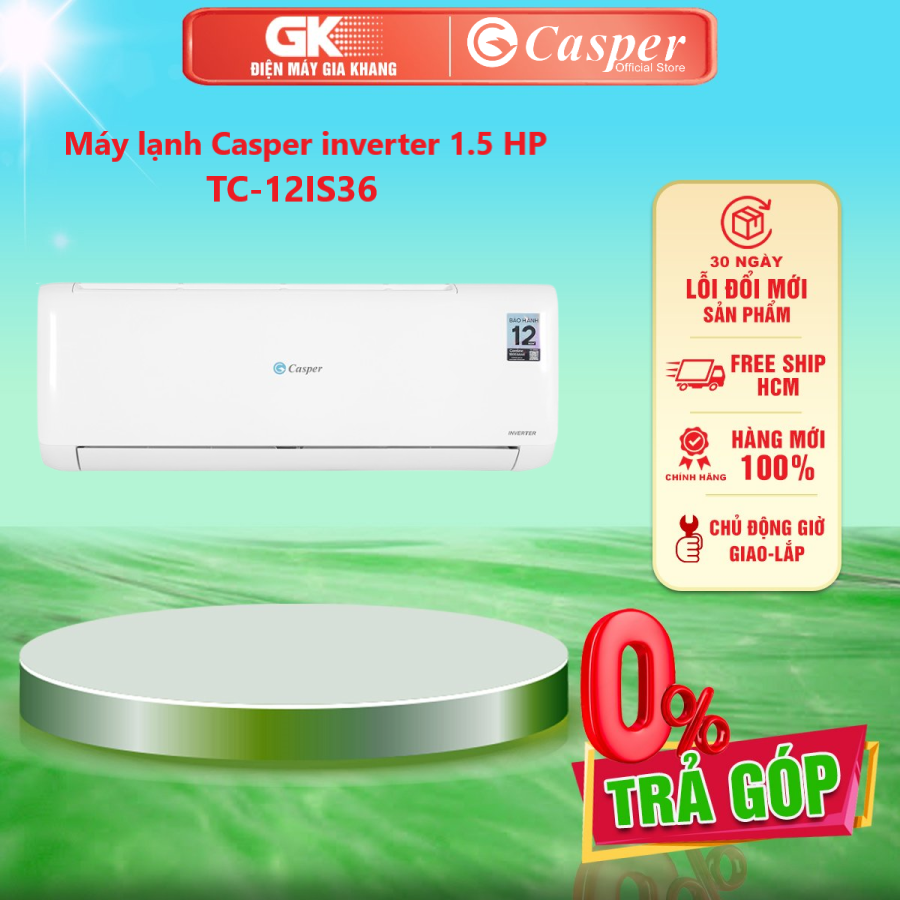 Máy lạnh casper inverter 1.5 hp tc-12is36 - - giao hàng toàn quốc - freeship hcm