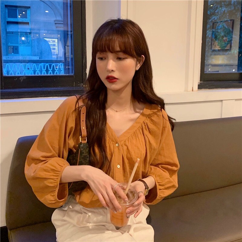 Áo sơ mi cổ tim đơn thời trang TTSA0814