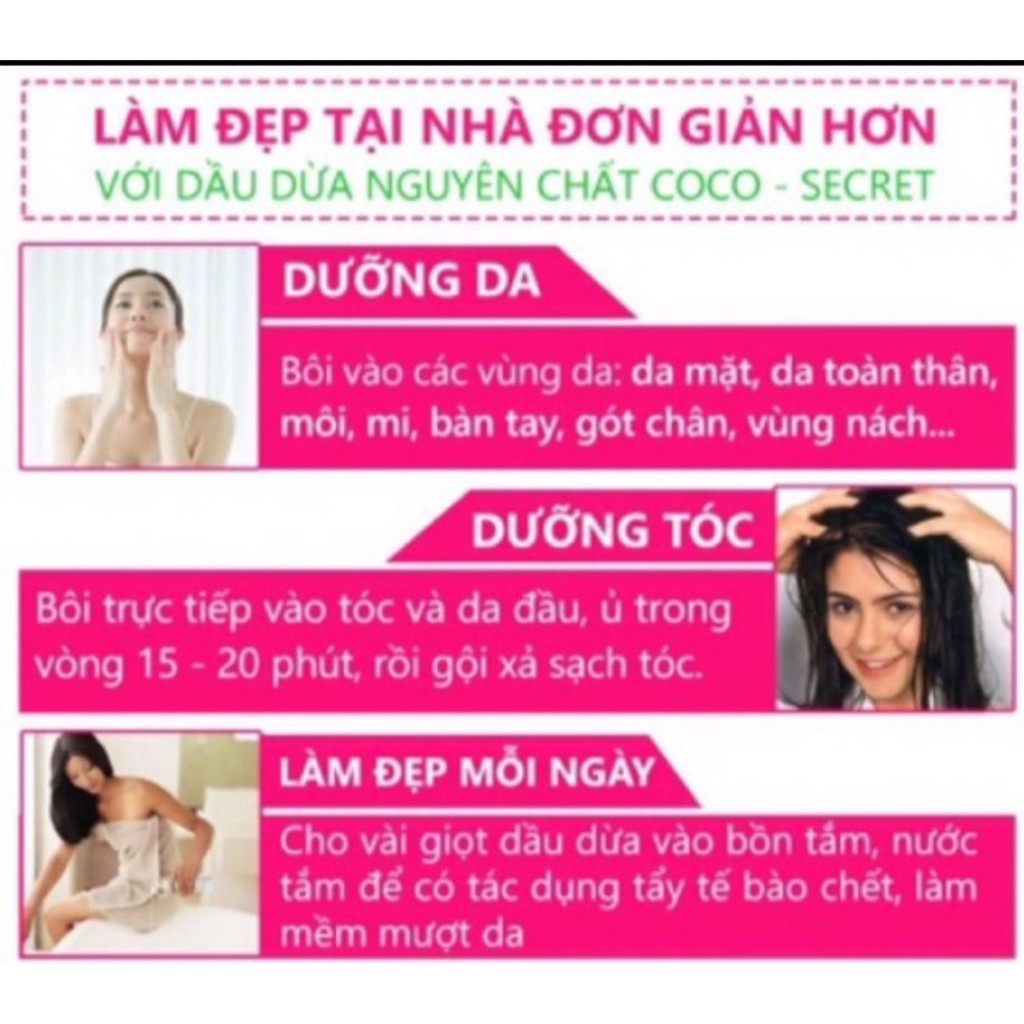 [kèm quà]Dầu Dừa ép lạnh Coco Secret 500ml