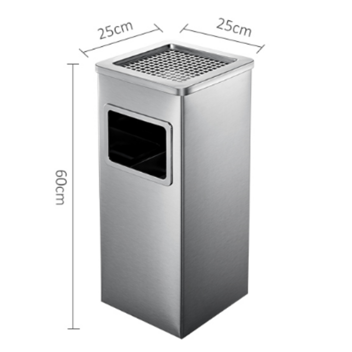 Thùng rác gạt tàn hình vuông Inox
