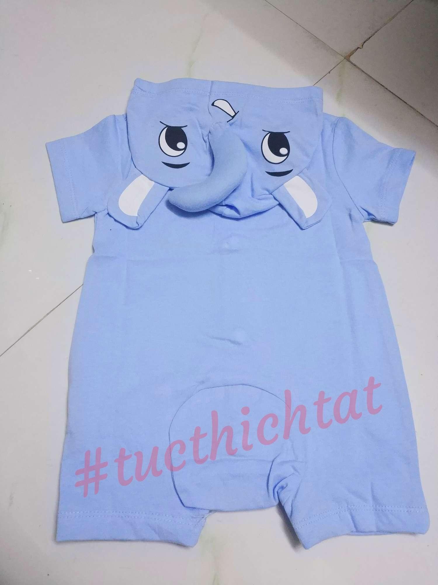 Body hình thú - Voi xanh (100% cotton)