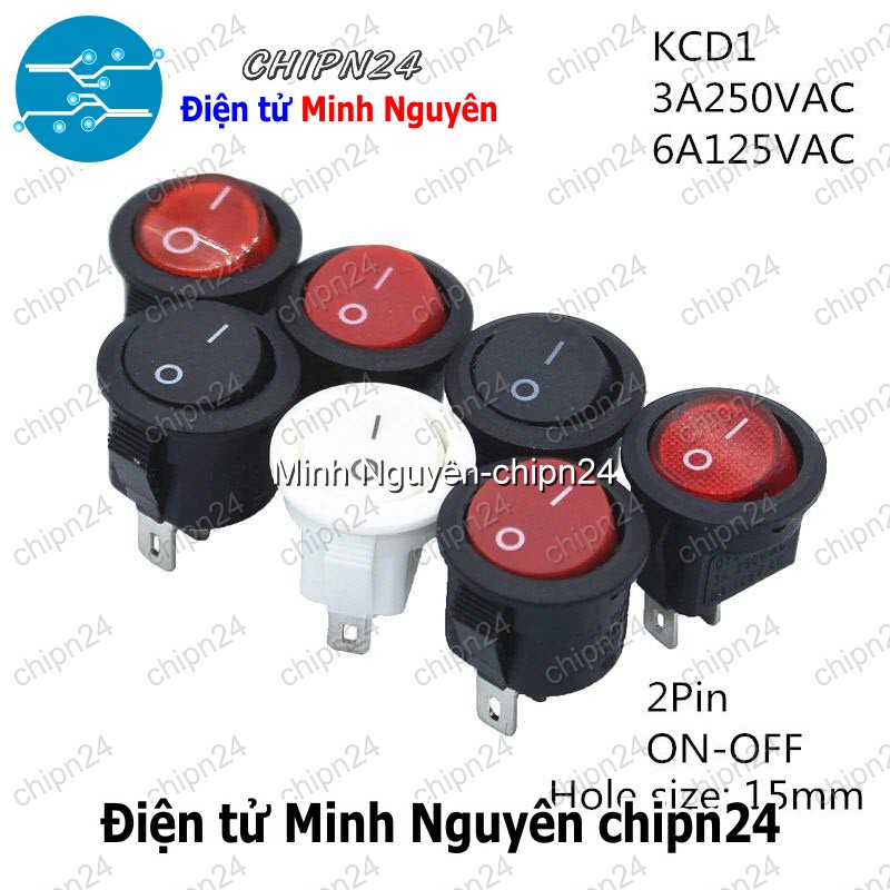 [2 cái] (F97) Công tắc Tròn 15MM (2/ 3 chân 3A 250VAC Đỏ/Đen/Trắng) - [Chọn Loại] - HHH.00133