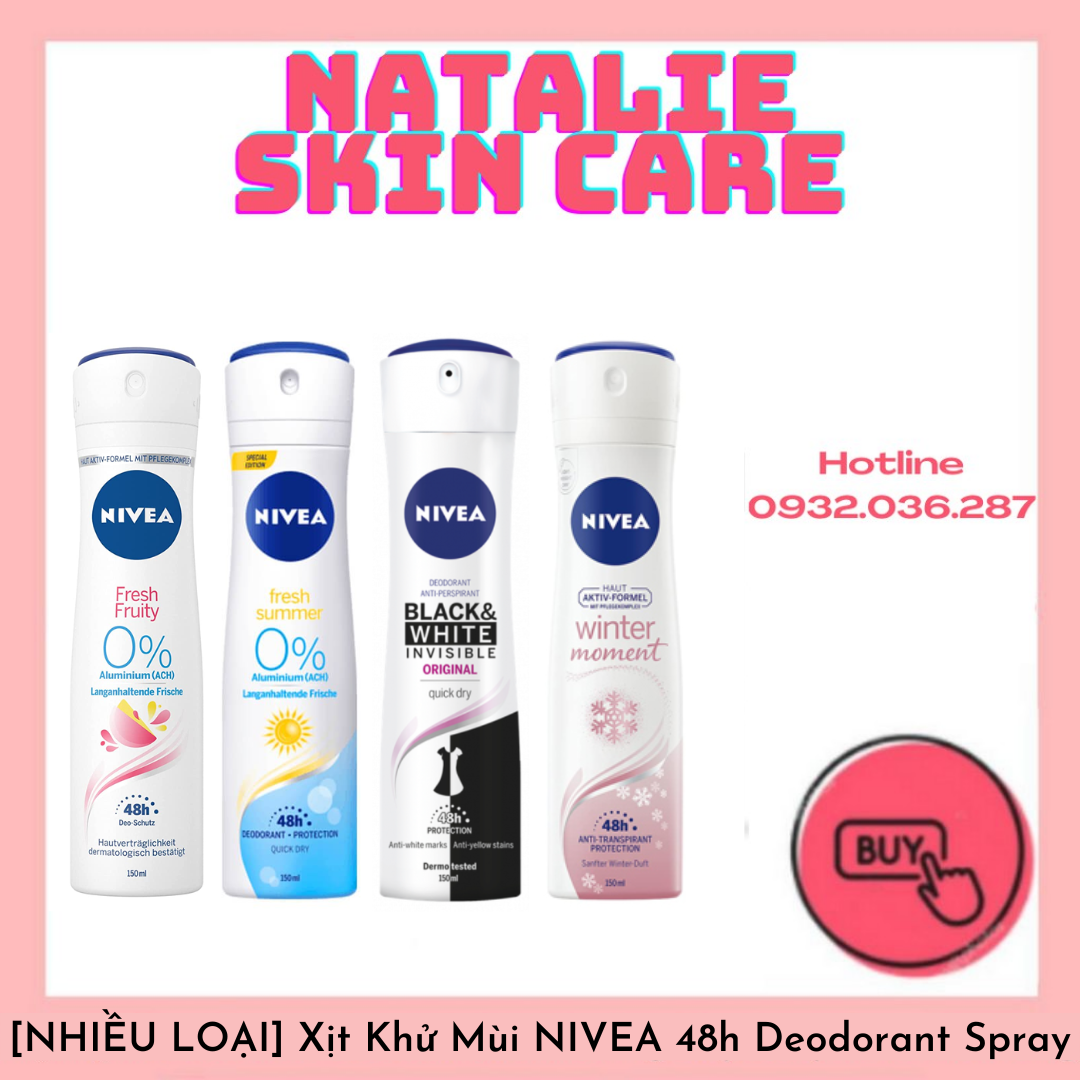 [NHIỀU LOẠI] Xịt Khử Mùi Dành Cho Nữ - NIVEA 48h Deodorant Spray 150ML