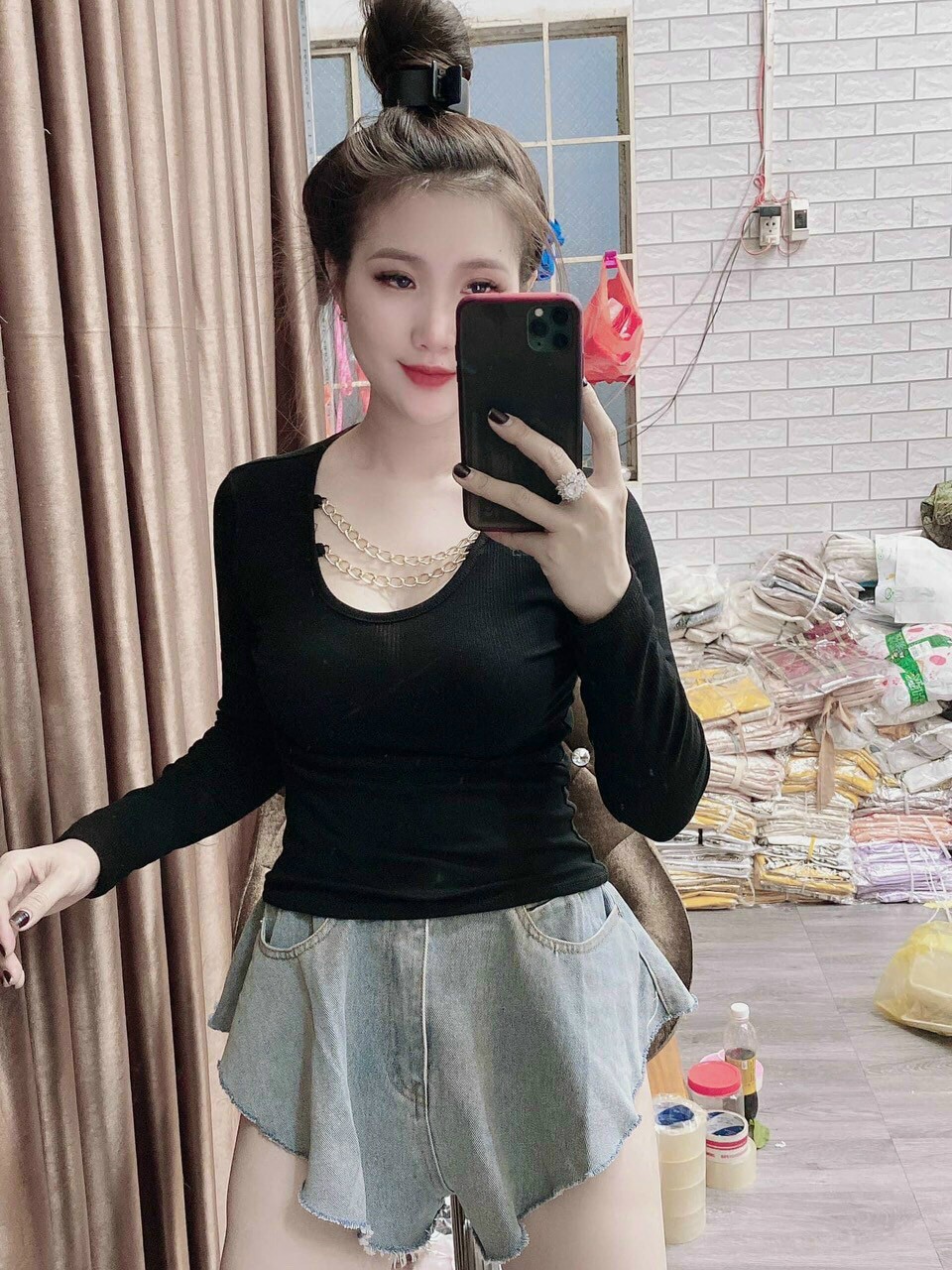 Áo Kiểu Thời Trang Thu Đông Hot Trend Mới Tay Dài Phối Xích Ở Ngực Phá Cách TTSA0741