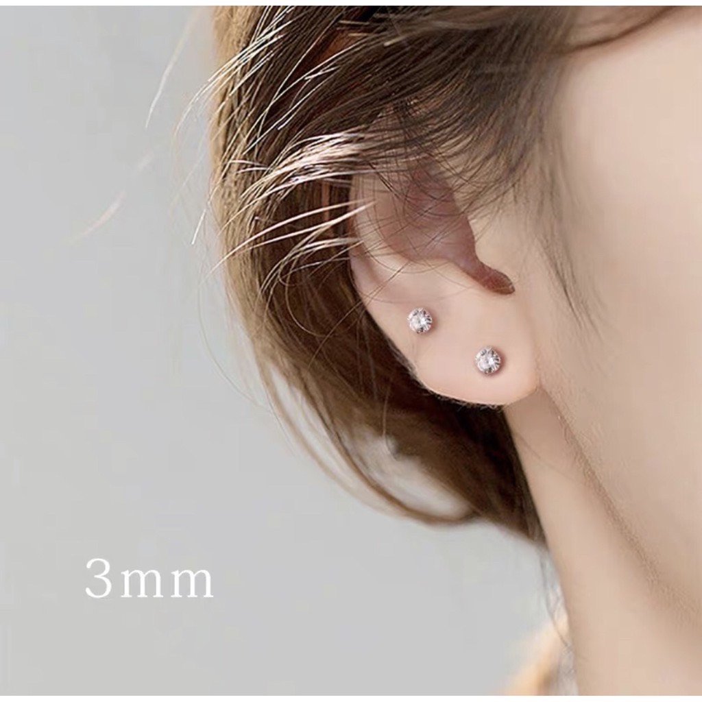 Nụ đá chuẩn 3mm cho nữ bạc ta nhẹ nhàng