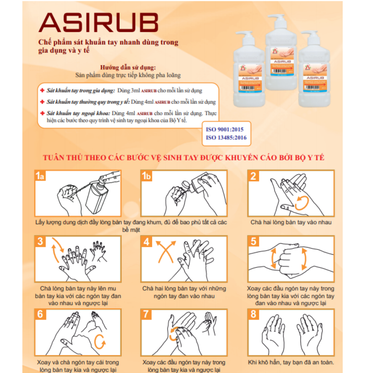 Nước rửa tay khô sát khuẩn y tế 1 lít ASIRUB [CHÍNH HÃNG]