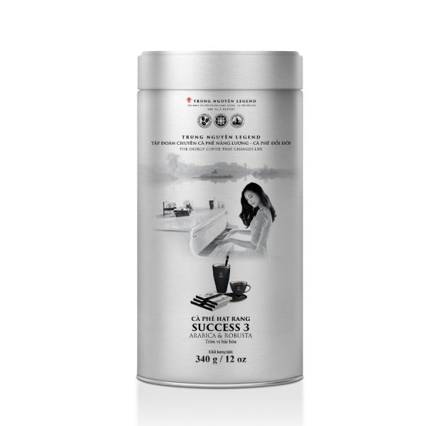 Trung Nguyên Legend Cà Phê Pha Máy Hạt Mộc Success 3 - Lon 340gr - Hương Vị Espresso Sáng Tạo, Vị Êm Hơi Đắng