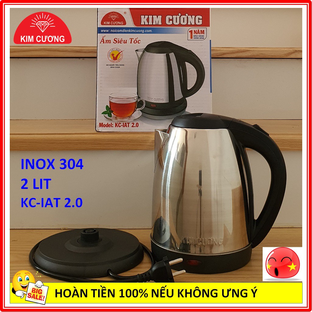 Ấm đun siêu tốc INOX Kim Cương 2L