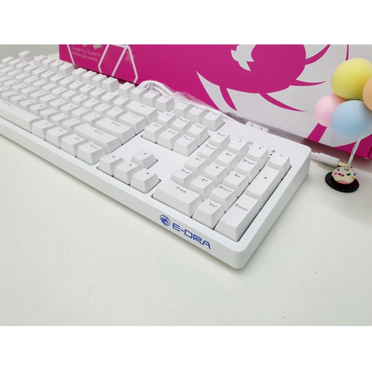 Bàn phím cơ E-Dra EK3104 Trắng White Ice/ Led xanh version 2021 (Blue/ Brown/ Red switch)