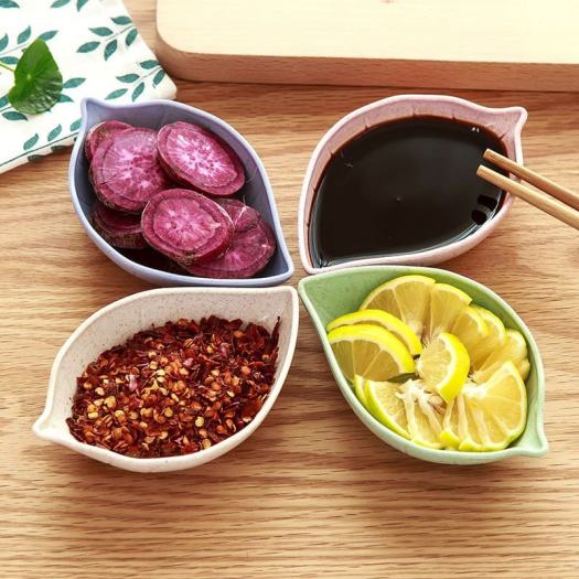 Chén đựng gia vị hình chiếc lá nhựa lúa mạch a1141
