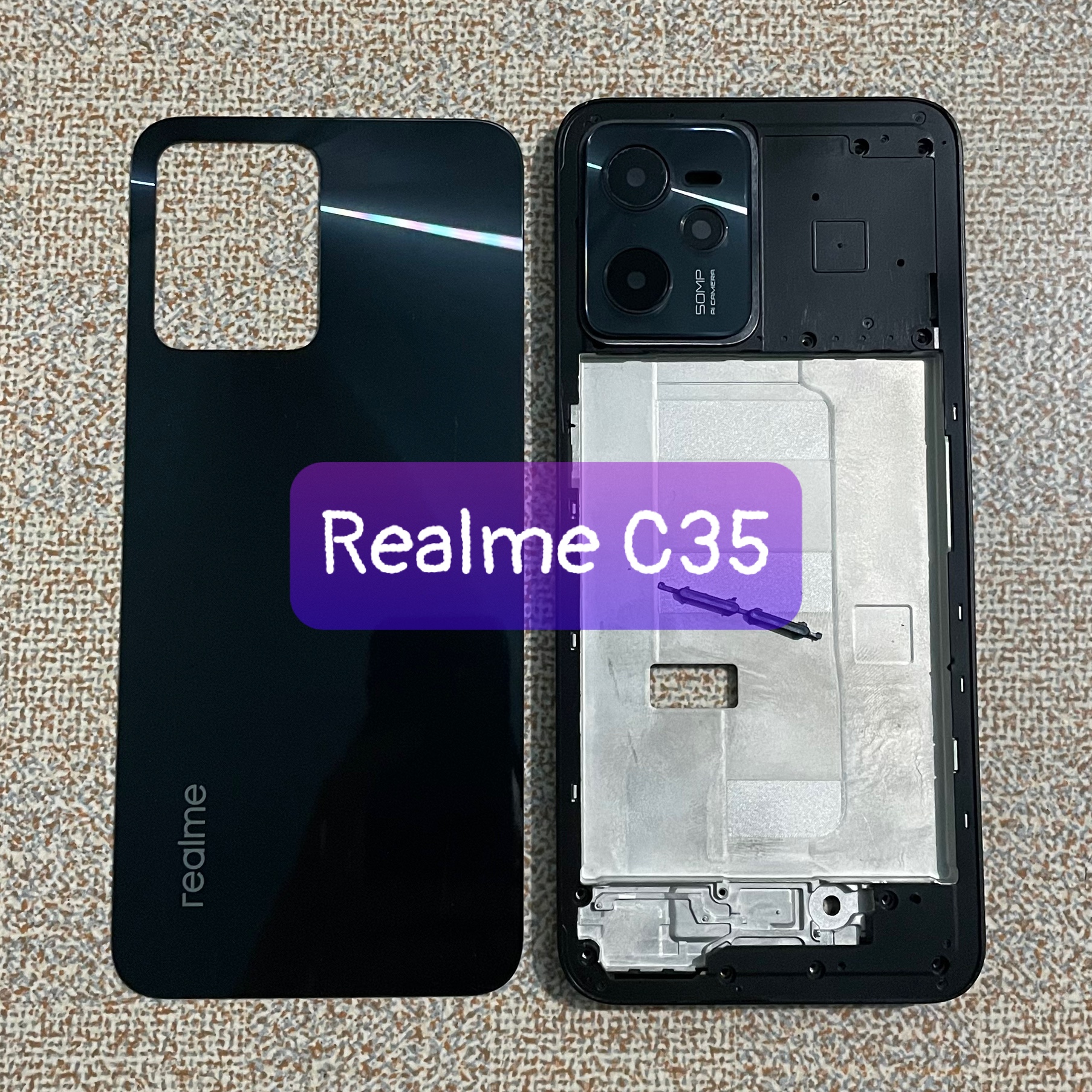 Bộ xương vỏ Realme C35 ,kèm khay sim,phím,cụm kính camera