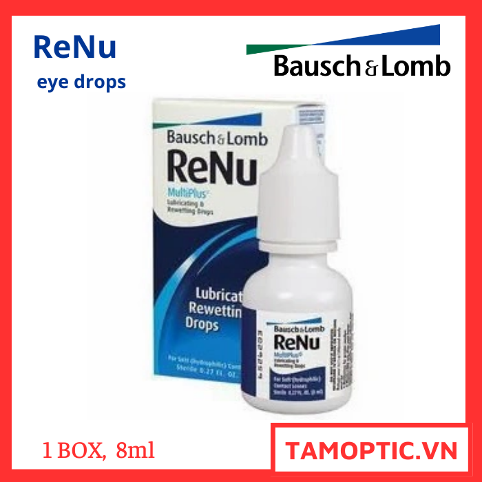 Bausch + lomb Renu Rewetting Drops 8ml - Dung dịch nhỏ mắt làm mềm lens USA