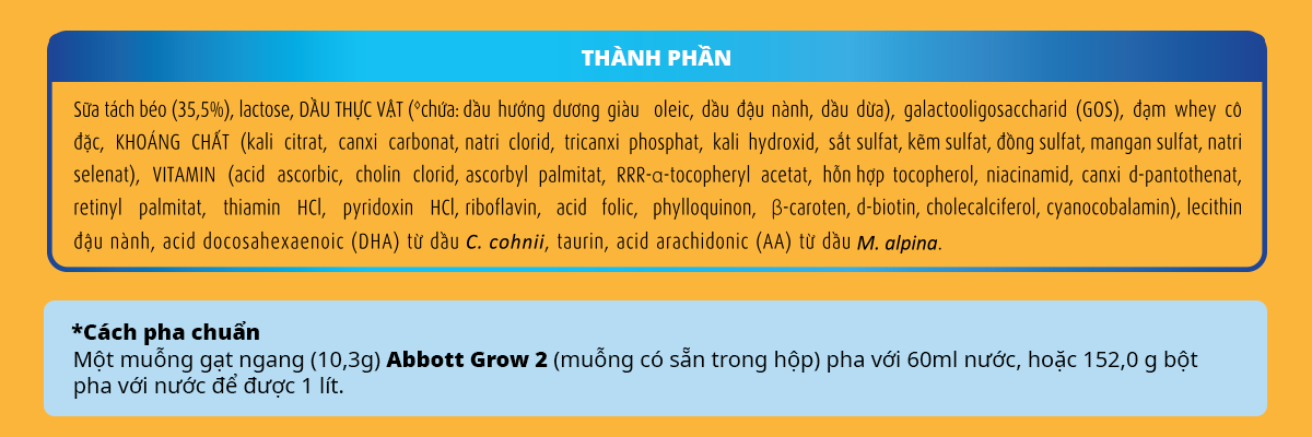 Sữa Bột Abbott Grow 2 900g