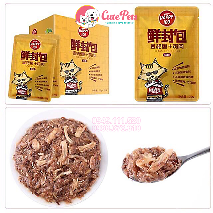 Pate cho mèo Wanpy happy 100 gói 70g Thức ăn ướt cho mèo - Cutepets
