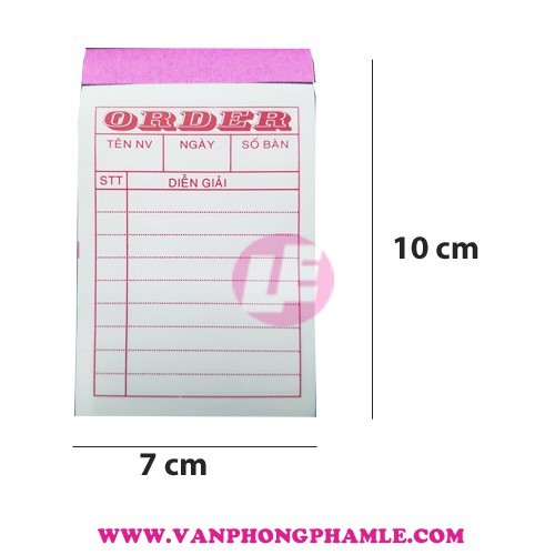 Sổ order có chữ 7 cm x 10 cm 2 liên (Lốc 10 Cuốn)