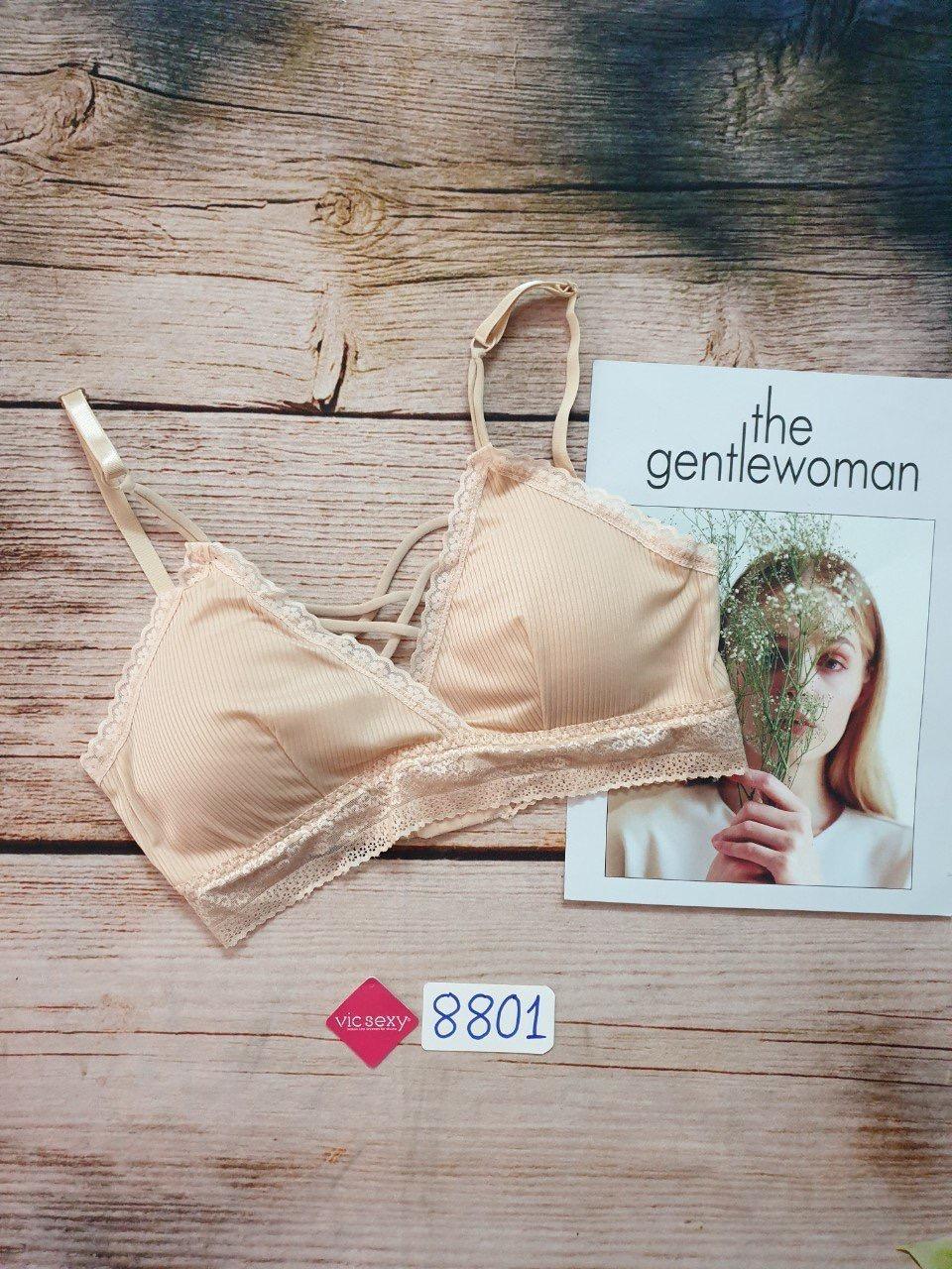 Áo Lót Nữ – Bra Thun Lạnh Tăm Dây Chéo Ngực, Cài Sau 3 Móc 8801