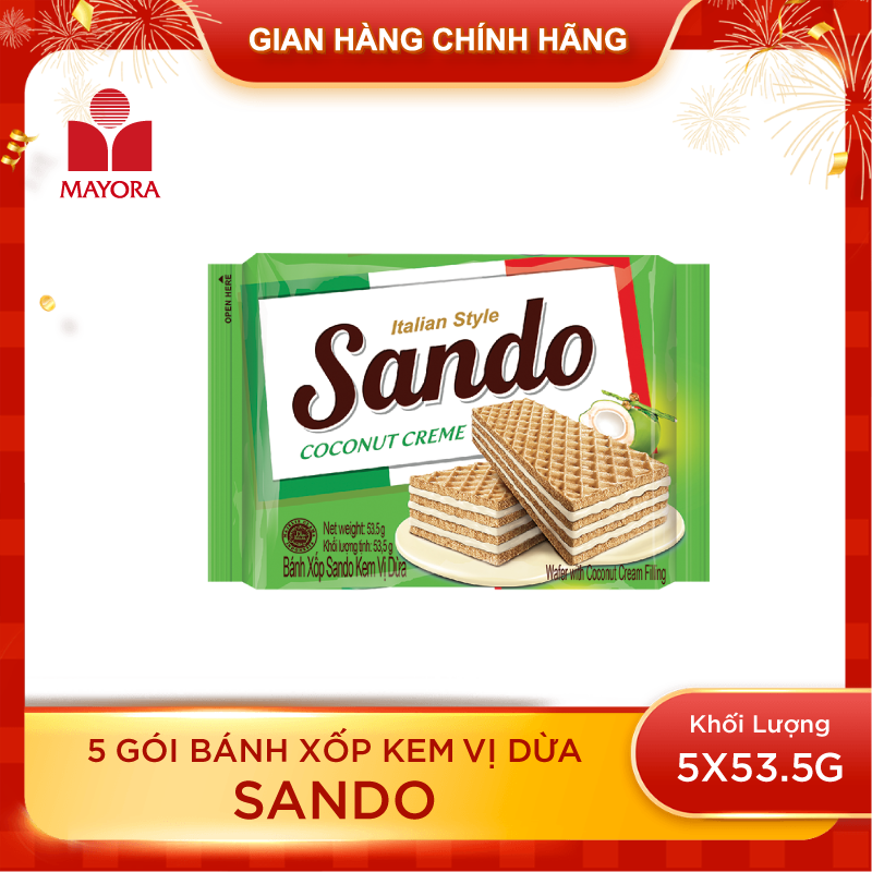 COMBO 5 GÓI BÁNH XỐP SANDO KEM VỊ DỪA