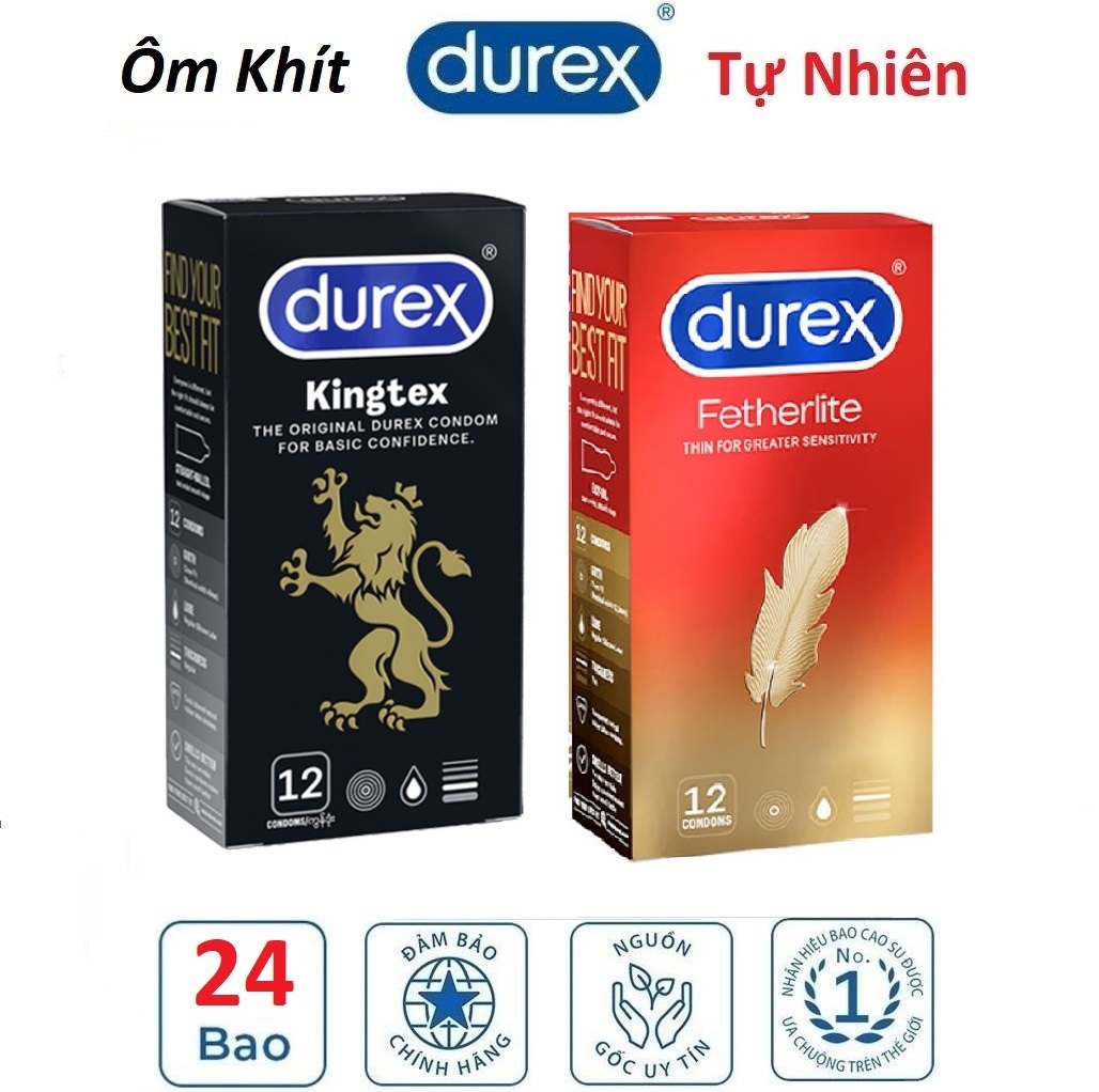 Bao Cao Su Durex Kingtex và Fetherlite Hộp 12 Cái