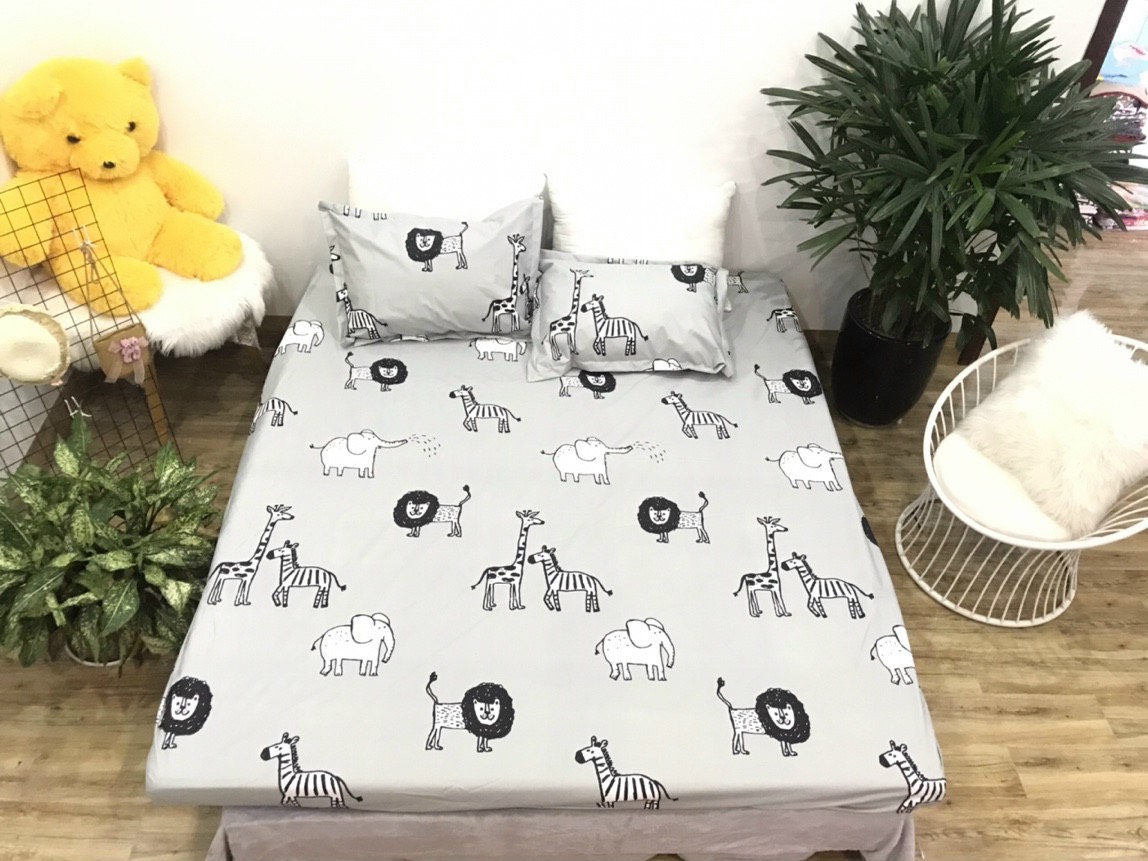(FreeShip MAX) Ga chống thấm cotton1m6x2m và 1m8x2m loại 1 cao cấp,cam kết hàng chuẩn,mẫu ngựa vằn Kovico Kho chăn ga gối, ga giường, drap giường hà nội