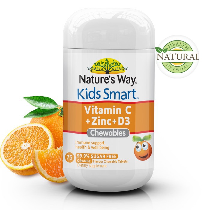 Nature’s Way Kids Smart Vitamin C + Zinc + D3 Chewable 75Tablets