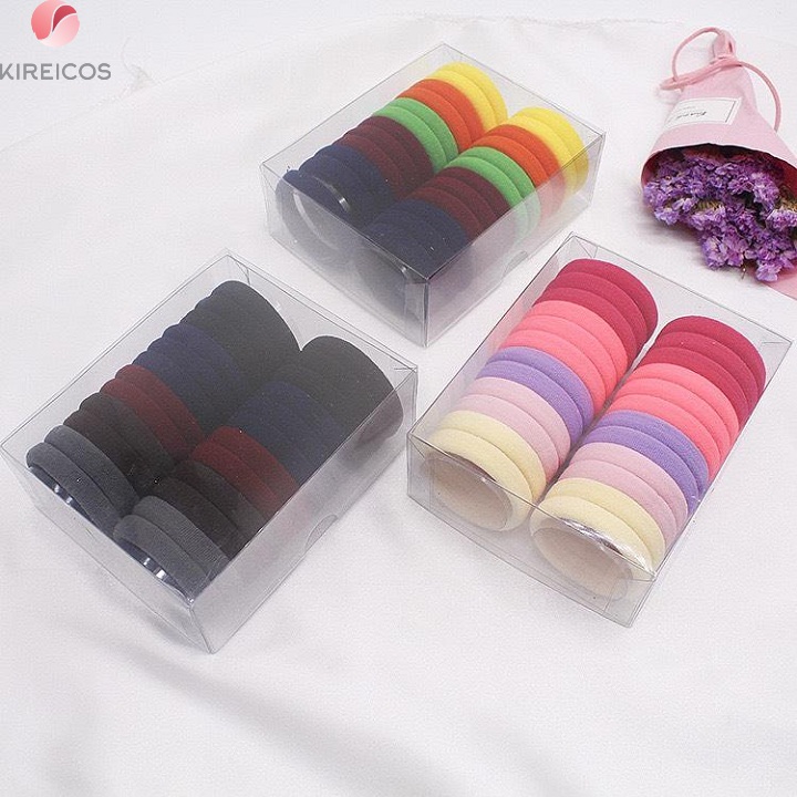 Hộp 24 dây cột tóc buộc tóc trơn nhiều màu