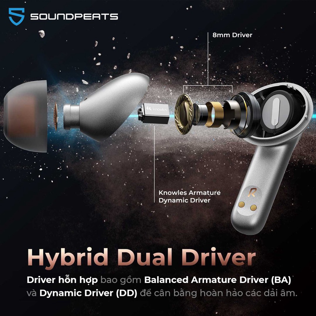 Tai nghe True Wireless Earbuds SoundPEATS H2 Driver BA & DD Bluetooth 5.2 Game Mode