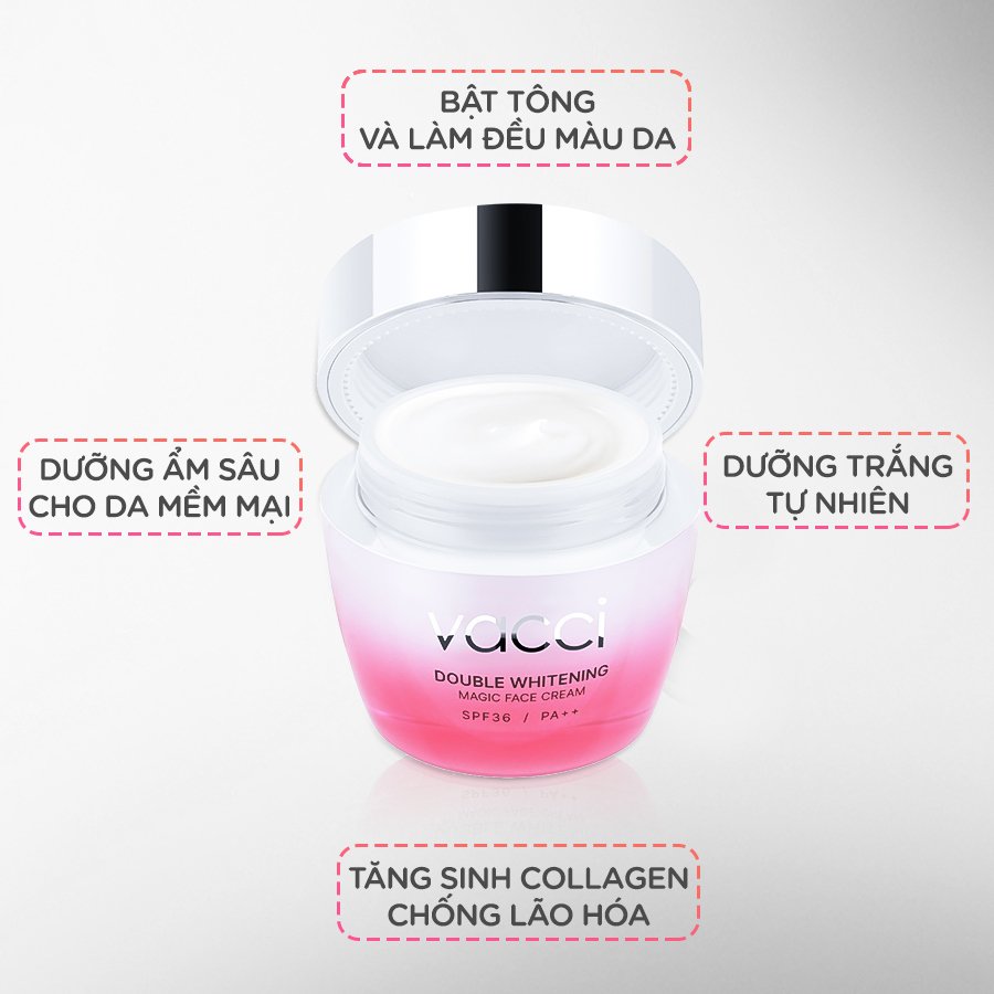 Kem Dưỡng Trắng Nâng Tone Da Mặt Vacci Double Whitening Magic Face Cream 50ml