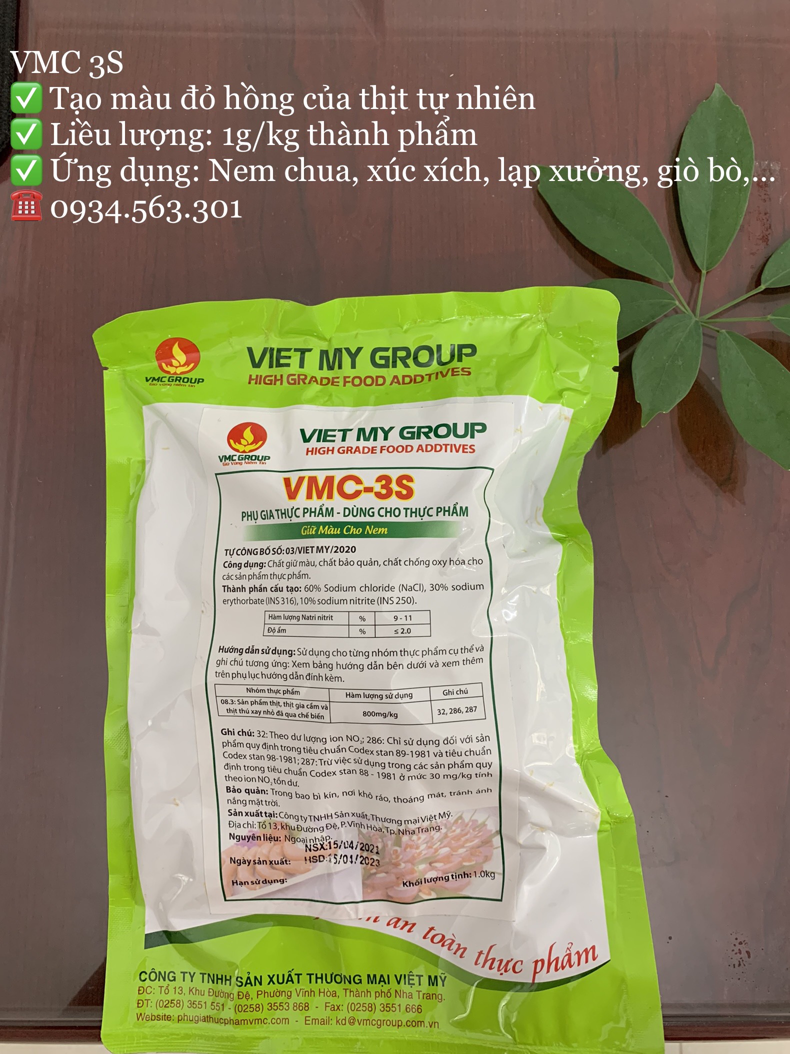 Phụ gia tạo hồng tự nhiên cho các sản phẩm nem, giò, chả vmc 3s