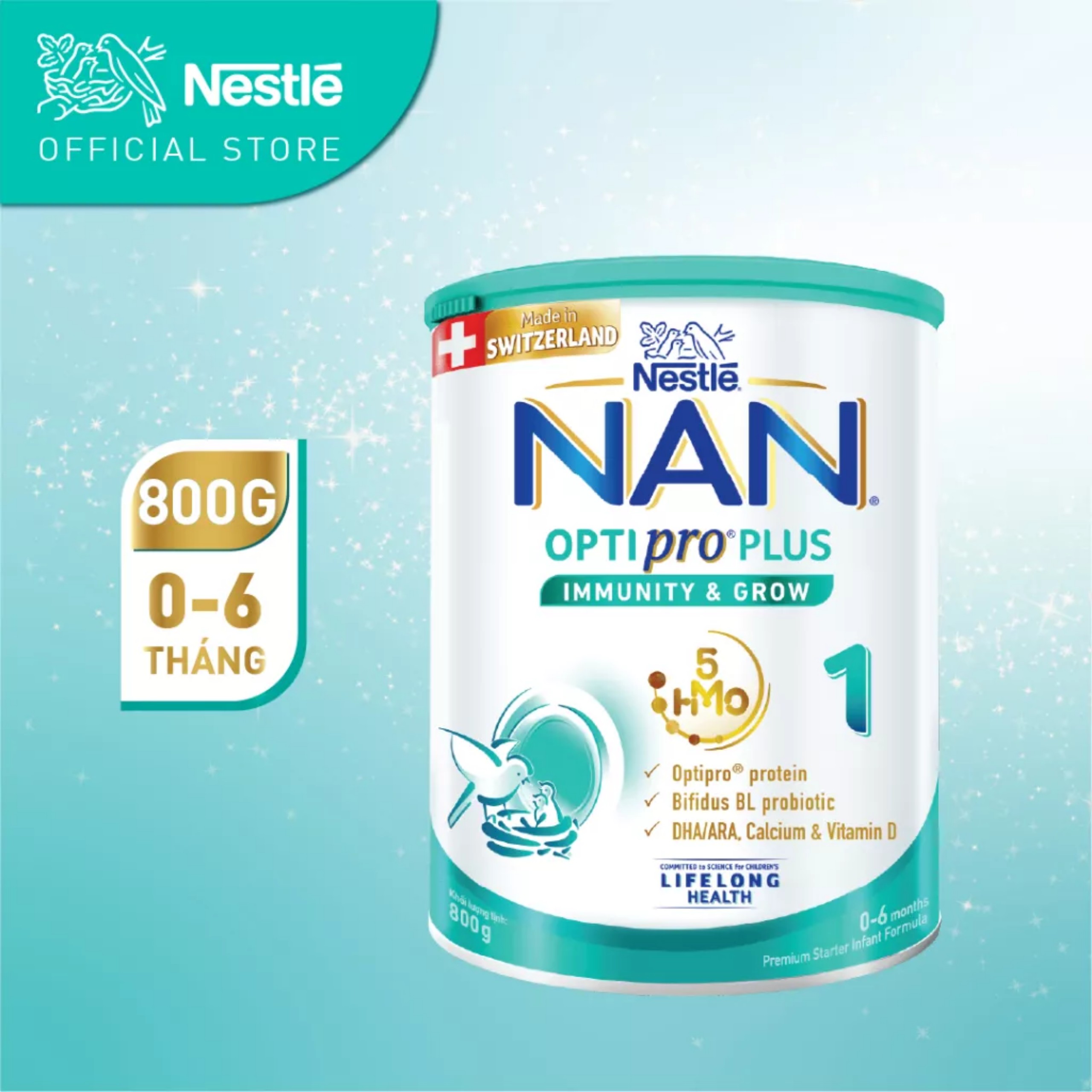(HSD T7-2025) (Mẫu Mới) Sữa Bột Nestle NAN OPTIPRO PLUS 1 5HMO – Hộp 800g.