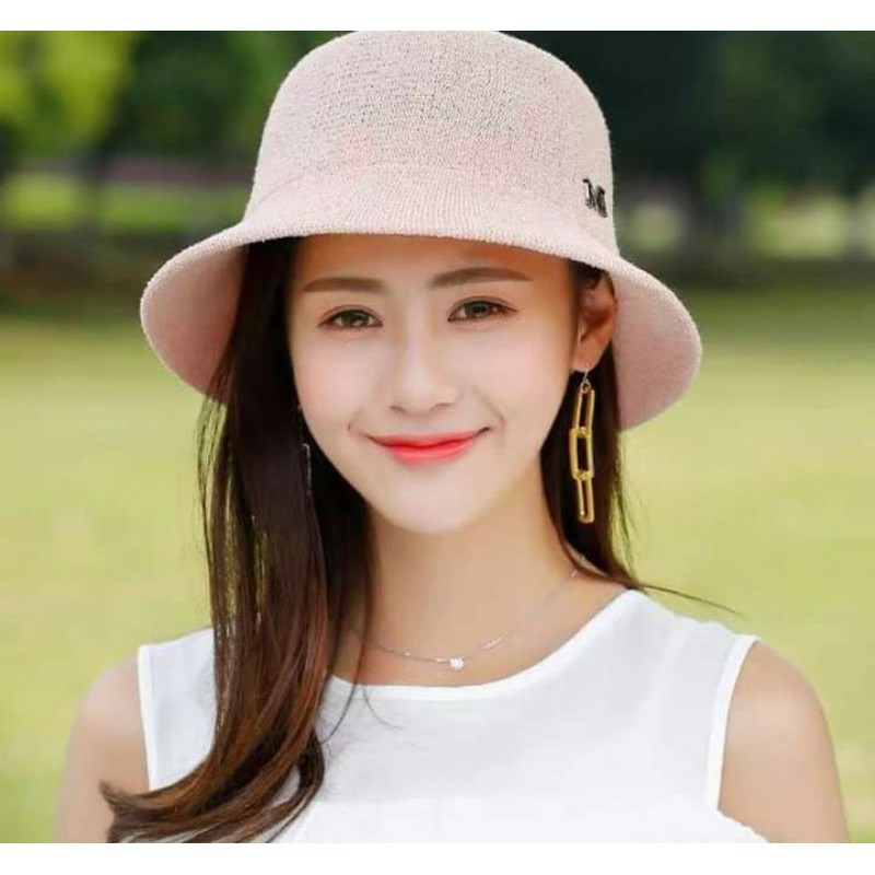 Mũ cói nữ chữ M rộng vành