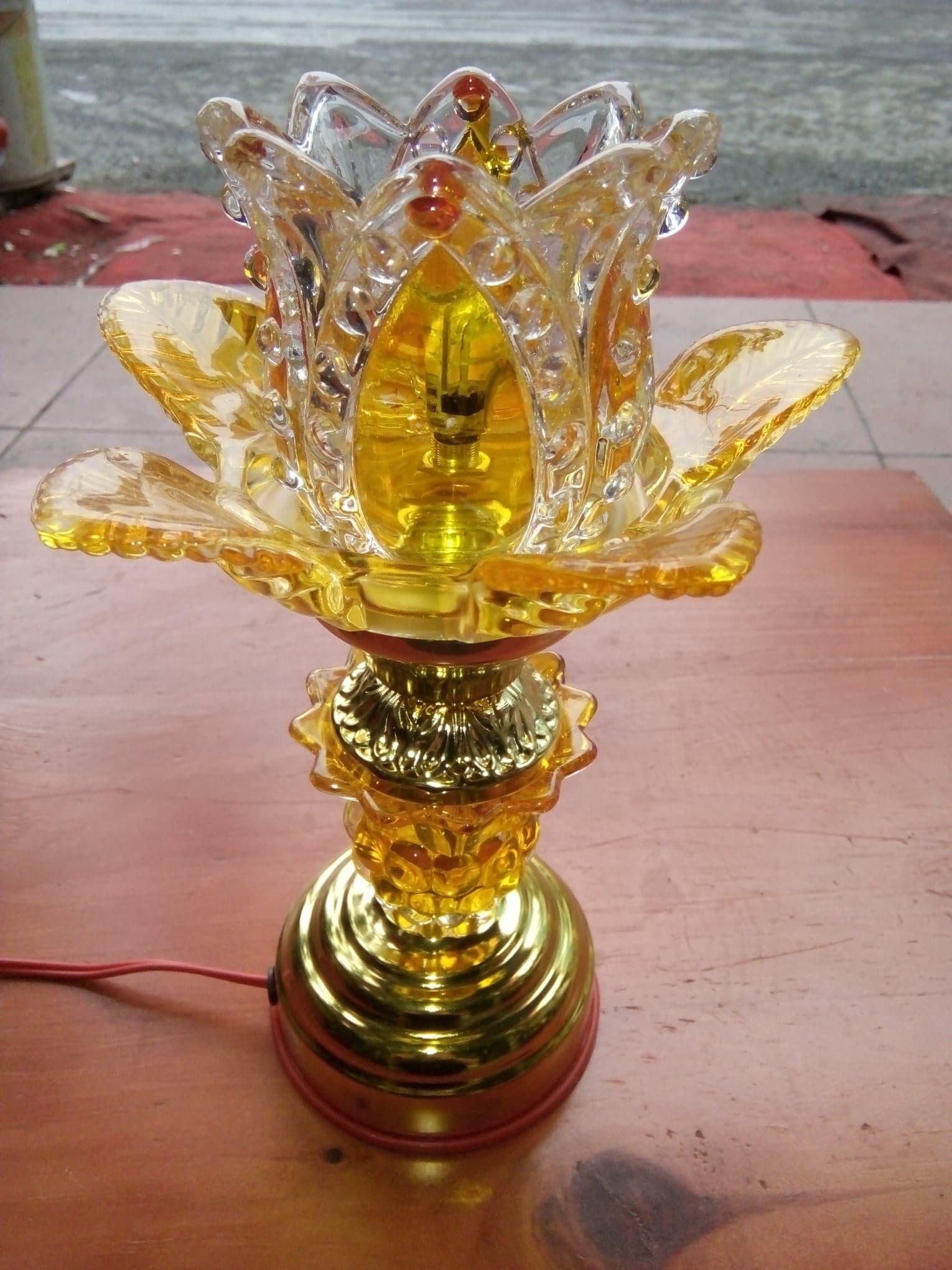 Đèn thờ hoa sen Pha lê Led cao cấp tặng kèm bóng thay thế