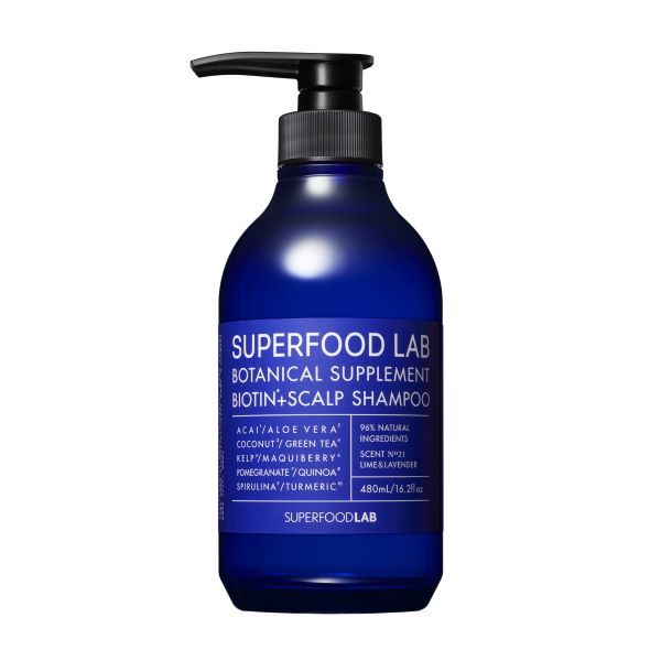 DẦU GỘI VÀ CHĂM SÓC DA ĐẦU, NGĂN GÃY RỤNG DÀNH CHO TÓC THƯỜNG SUPERFOOD LAB BOTANICAL SUPPLEMENT BIOTIN+SCALP SHAMPOO 480ml
