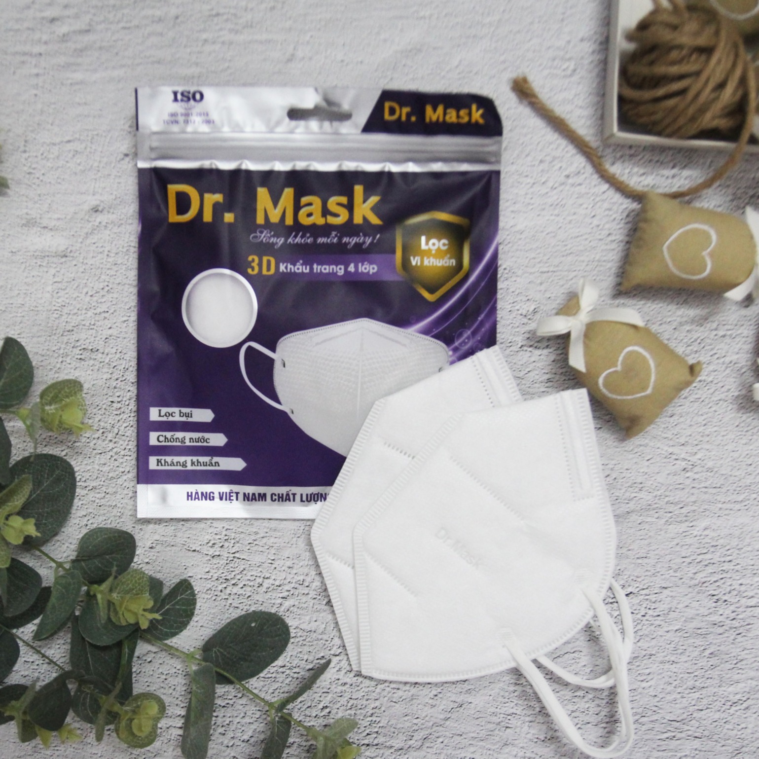 Khẩu trang y tế 3D DR.MASK 4 lớp - gói 3 chiếc