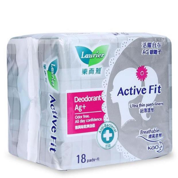 Băng vệ sinh hàng ngày Laurier Active Fit Phân Tử Bạc Khử mùi Kháng khuẩn 18 miếng