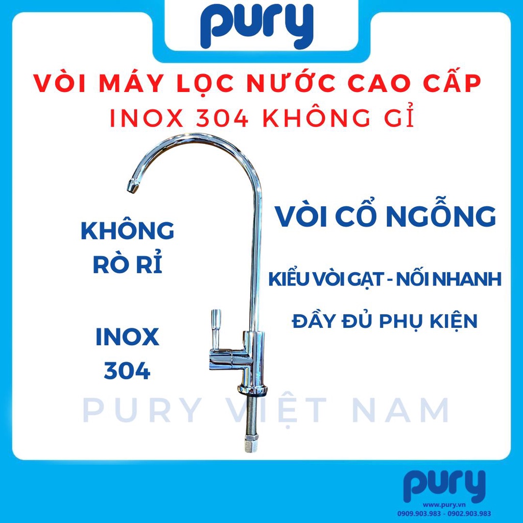 Vòi máy lọc nước inox (vòi gạt, cổ ngỗng, nối nhanh)