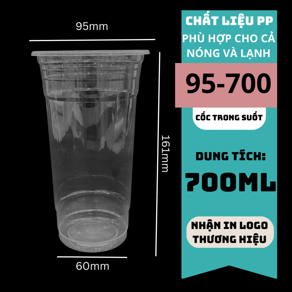 50 Cốc nhựa PP400 - PP500 - PP700ml dùng 1 lần