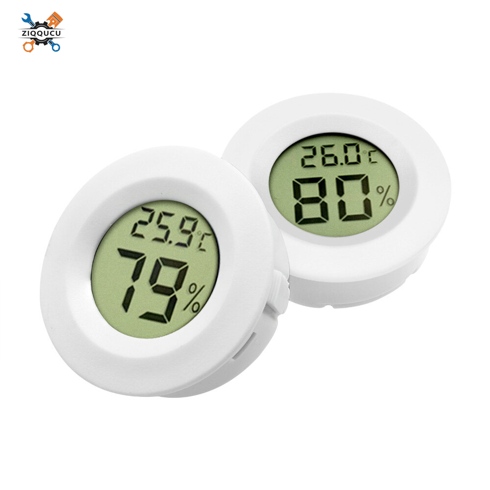 diymore slope Mini Circular Hygrometer Reptile Pet Electronic Digital Display Insulation Embedded Digital Thermometer and Hygrometer Embedded Circular Thermometer and Hygrometer with Switch