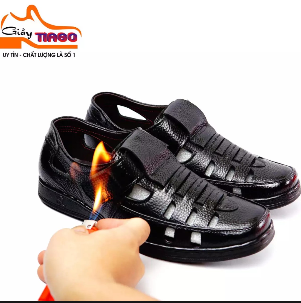giầy giọ nam da bò thoáng mát giầy hè nam