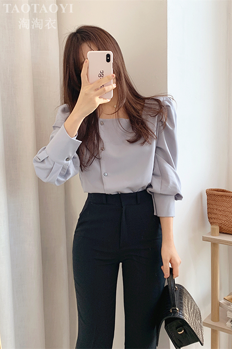 ÁO CỔ VUÔNG PHỐI NÚT