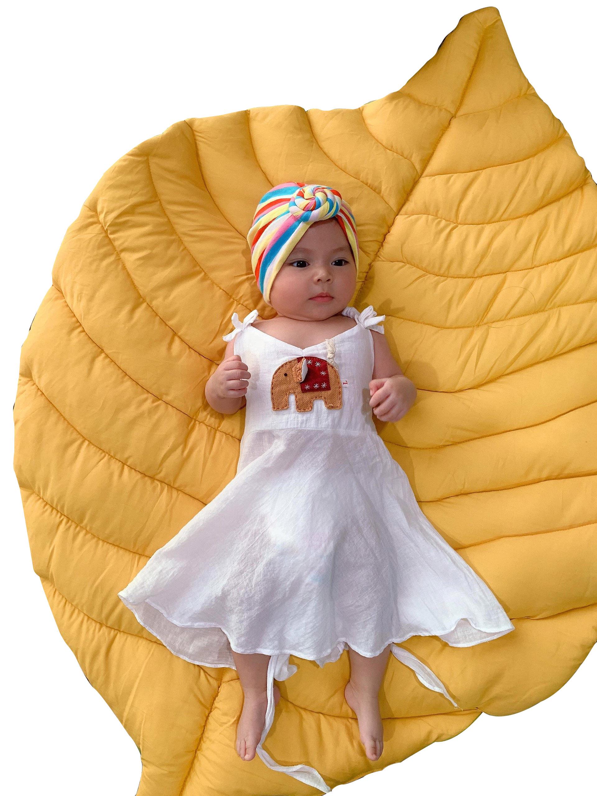 Thảm cotton chiếc lá- Thảm cho bé nằm - Màu vàng
