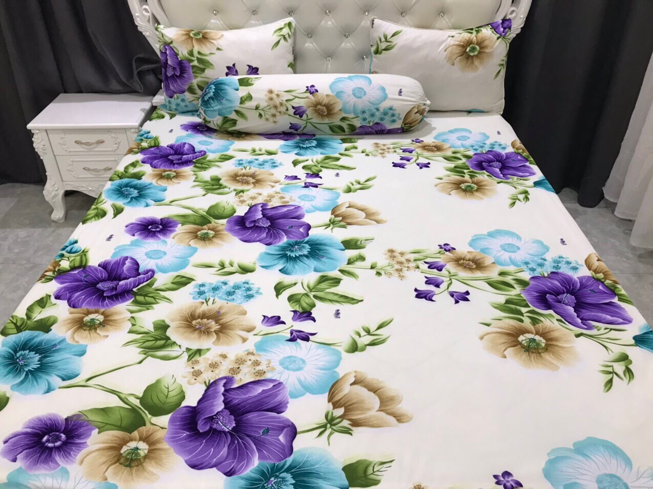 Bộ Drap Thun Hàn Quốc mát lạnh 4 món