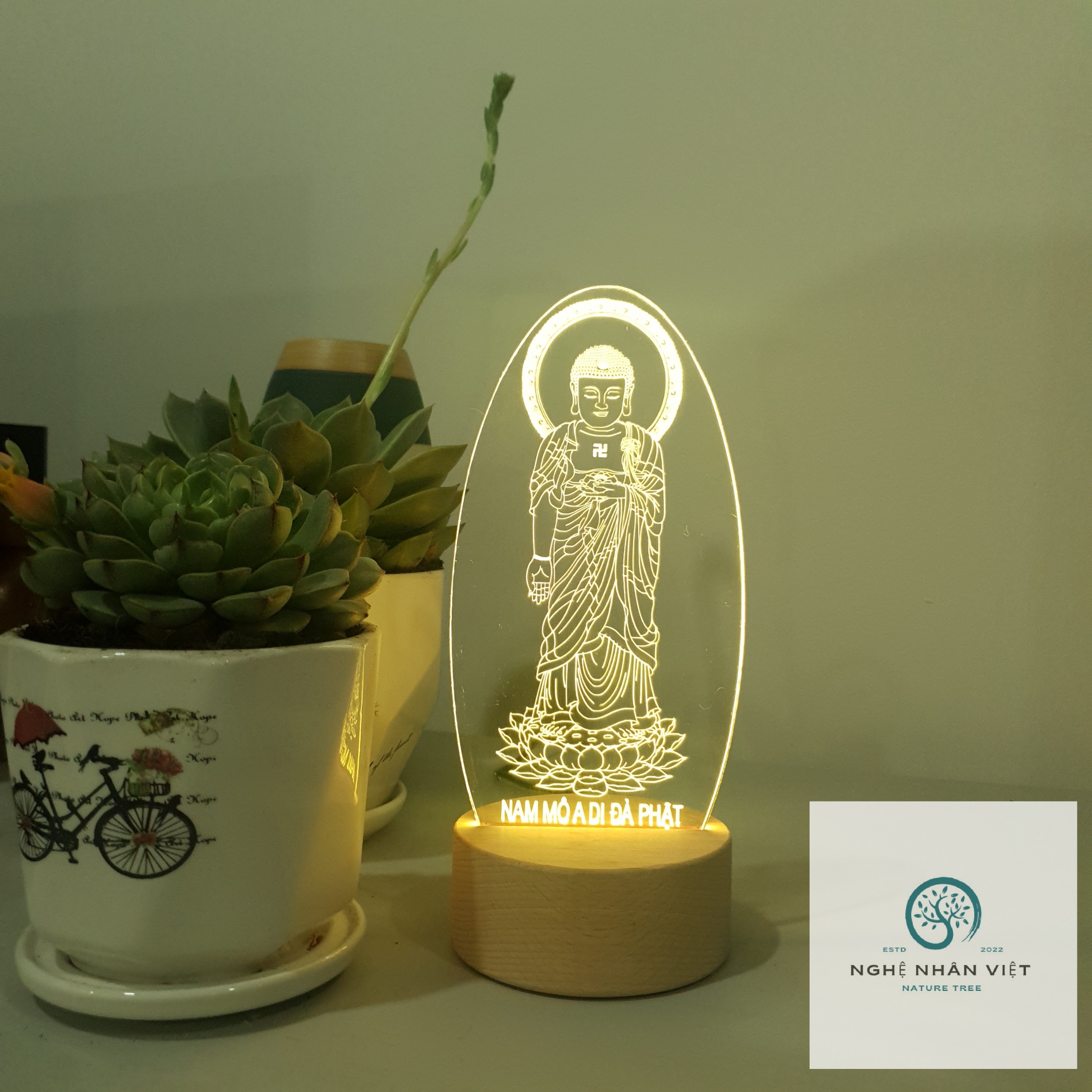 Đèn 3d Phật A Di Đà Đứng