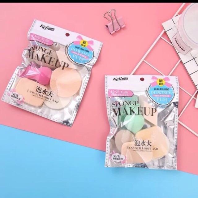 Bông Mút Trang điểm Keli - Bộ 6 Miếng