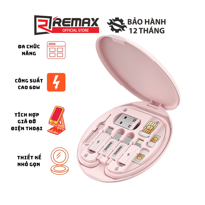 Cáp sạc đa năng 3in1 remax rc-190 - sạc nhanh 60w tích hợp giá đỡ - thích hợp nhiều dòng điện thoại truyền data 450mbs