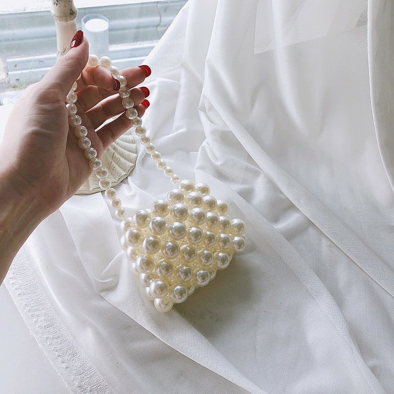 Túi xách tay nữ đính hạt ngọc trai thời trang