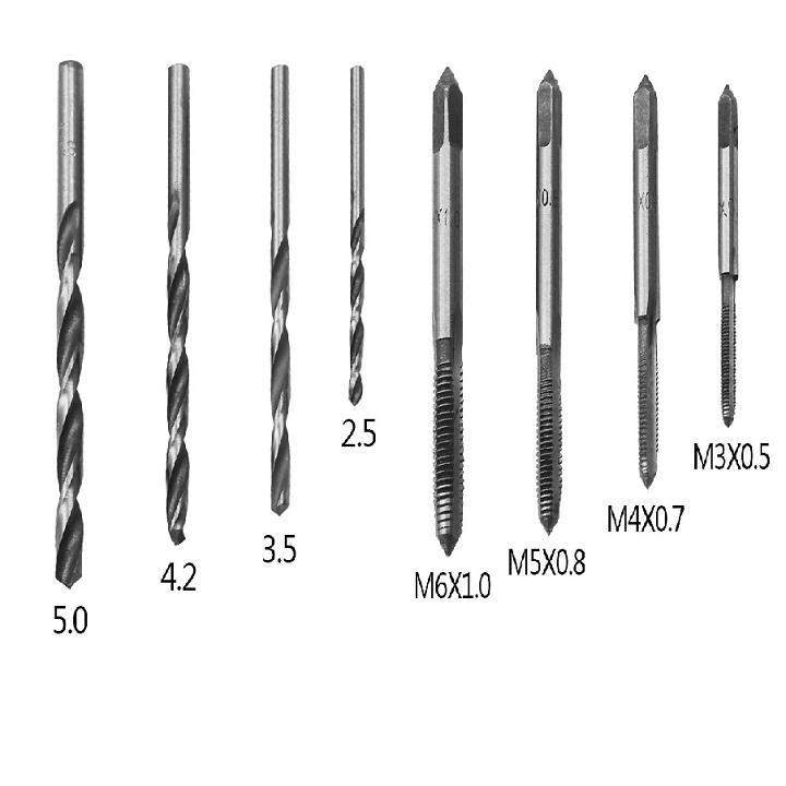 [ BỘ 9 MÓN] TAY QUAY ĐẦU KẸP KÈM 4 MŨI TARO M3-M6 VÀ 4 MŨI KHOAN NHỎ 2.5mm-5.0mm - TH 423