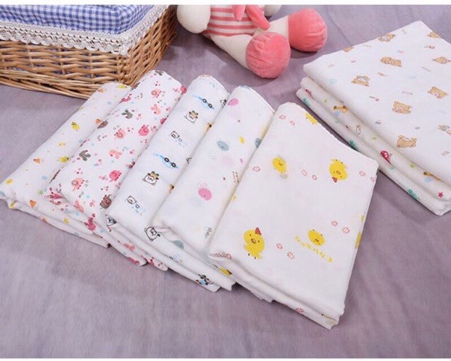 Khăn tắm xô in hoa văn 2 lớp cho bé